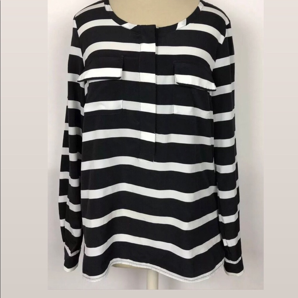 GAP Striped Popover Half Button Blouse
